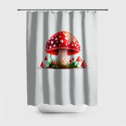 Штора 3D для ванной Красный гриб мухомор
