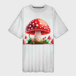 Платье-футболка 3D Красный гриб мухомор