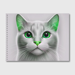 Альбом для рисования Серый кот с зелёным носом - текстура