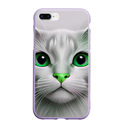 Чехол для iPhone 7Plus/8 Plus матовый Серый кот с зелёным носом - текстура