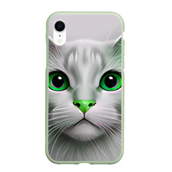 Серый кот с зелёным носом – Чехол для iPhone XR матовый с принтом купить