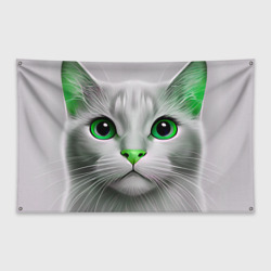 Флаг-баннер Серый кот с зелёным носом - текстура