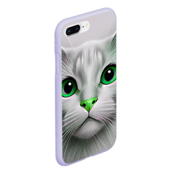 Чехол для iPhone 7Plus/8 Plus матовый Серый кот с зелёным носом - текстура - фото 2