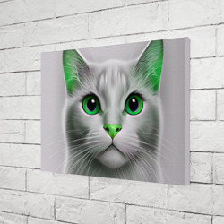 Холст прямоугольный Серый кот с зелёным носом - текстура - фото 2