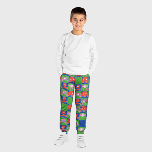 Детские брюки 3D с принтом Пиксельный рисунок поп арт, вид сбоку #3