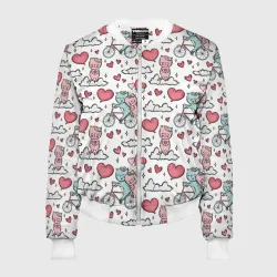 Женский бомбер 3D Влюблённые кот и кошка на велосипеде