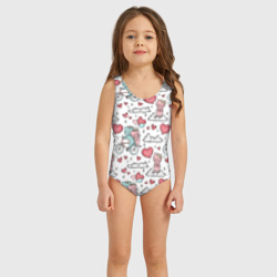 Детский купальник 3D Влюблённые кот и кошка на велосипеде