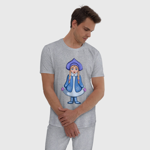 Мужская пижама хлопок с принтом Снегурочка с косичками, фото на моделе #1