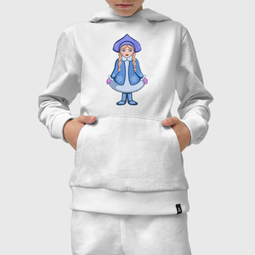 Детский костюм с толстовкой хлопок с принтом Снегурочка с косичками, вид сбоку #3