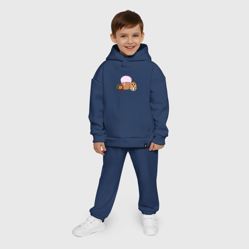 Детский костюм хлопок Oversize Пасхальный кулич и цыпленок, цвет темно-синий - фото 9