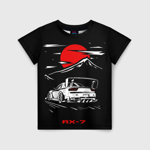 Детская футболка с принтом Мазда RX - 7 JDM Style, вид спереди №1