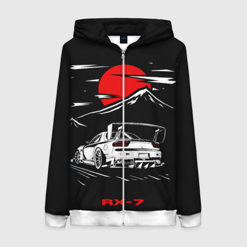 Женская толстовка 3D на молнии Мазда RX - 7 JDM Style, цвет белый