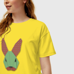 Женская футболка хлопок Oversize Лоскутный кролик - фото 2
