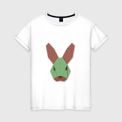 Женская футболка из хлопка с принтом Patchwork rabbit, вид спереди №1
