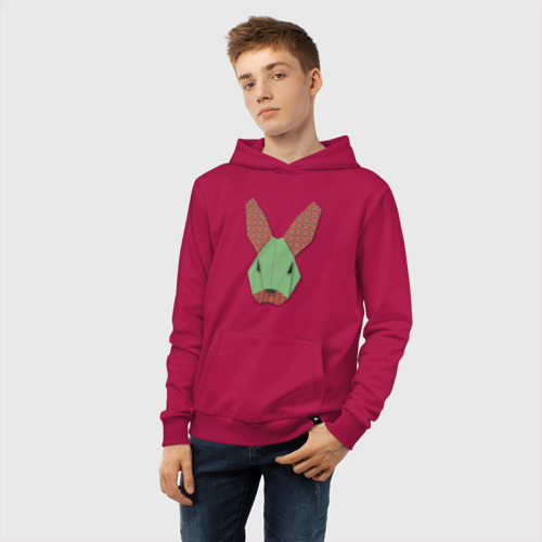 Детская толстовка хлопок Patchwork rabbit, цвет маджента - фото 6