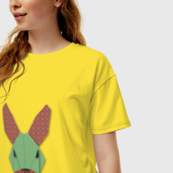 Женская футболка хлопок Oversize Patchwork rabbit - фото 2