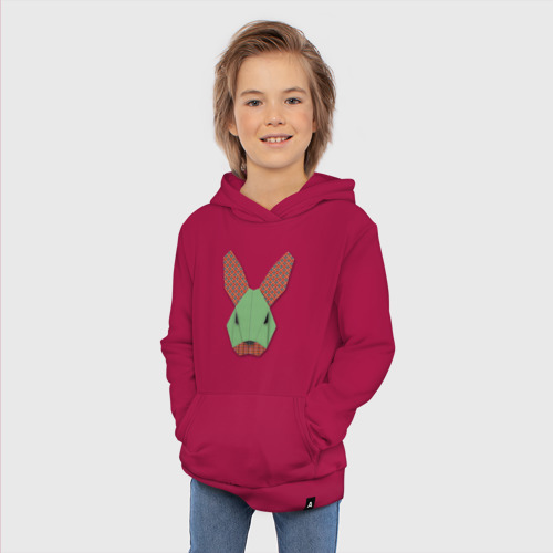 Детская толстовка хлопок Patchwork rabbit, цвет маджента - фото 5