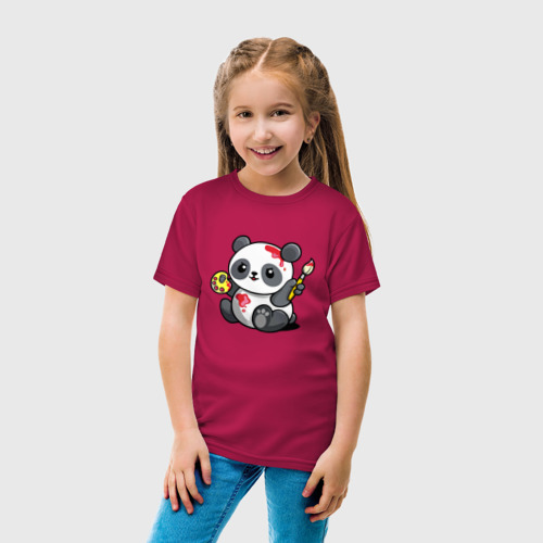 Детская футболка хлопок с принтом Панда - крутой художник! Cutie, вид сбоку #3