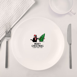 Набор: тарелка + кружка Кот роняет новогоднюю ёлку - фото 2