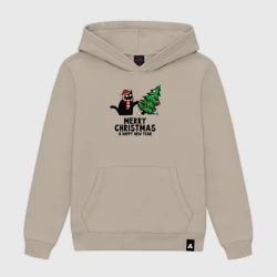 Женская толстовка хлопок Кот роняет новогоднюю ёлку
