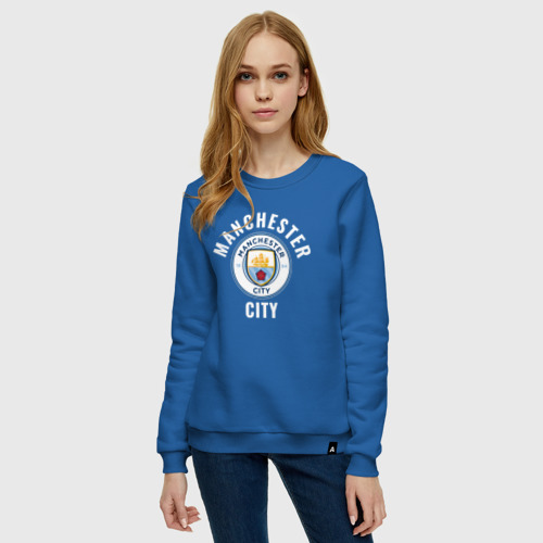 Женский свитшот хлопок с принтом ФК Манчестер Сити, фото на моделе #1