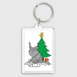 Брелок прямоугольный 35*50 Запутавшийся кот