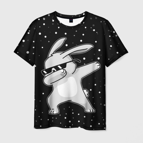 Мужская футболка с принтом Кролик дэб и снегопад, вид спереди №1