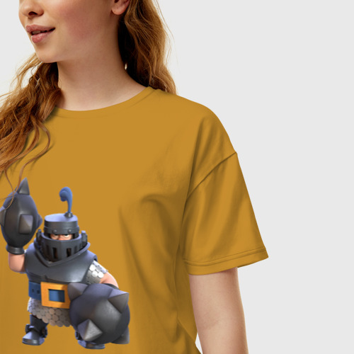 Женская футболка хлопок Oversize Мега рыцарь, цвет горчичный - фото 3