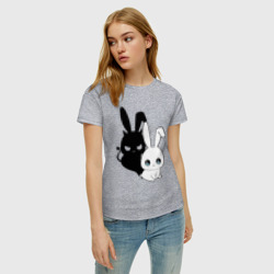 Женская футболка хлопок Милый кролик - ангелочек или дьяволёнок? - фото 2