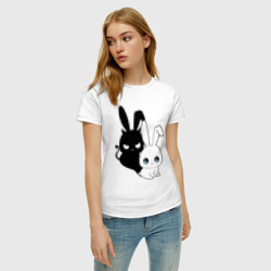 Женская футболка хлопок Милый кролик - ангелочек или дьяволёнок? - фото 2