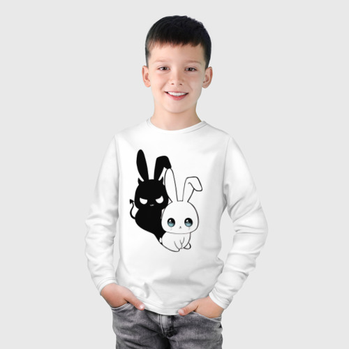 Детский лонгслив хлопок Милый кролик - ангелочек или дьяволёнок?, цвет белый - фото 3