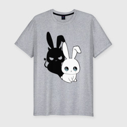 Мужская футболка хлопок Slim Милый кролик - ангелочек или дьяволёнок?