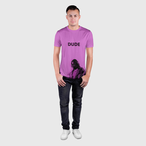 Мужская футболка 3D Slim с принтом Большой Лебовски | DUDE, вид сбоку #3