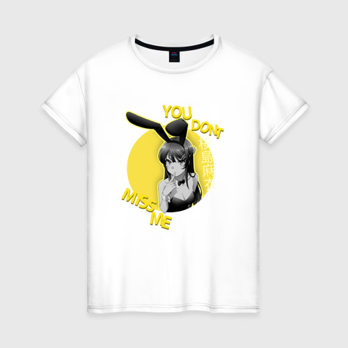 Женская футболка из хлопка с принтом Маи девочка-зайка, вид спереди №1