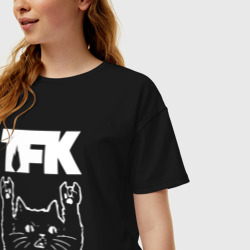 Женская футболка хлопок Oversize Thousand Foot Krutch Рок кот - фото 2