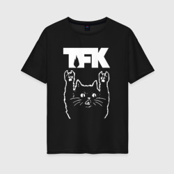 Женская футболка хлопок Oversize Thousand Foot Krutch Рок кот
