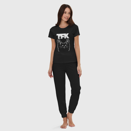 Женская пижама хлопок Thousand Foot Krutch Рок кот, цвет черный - фото 5