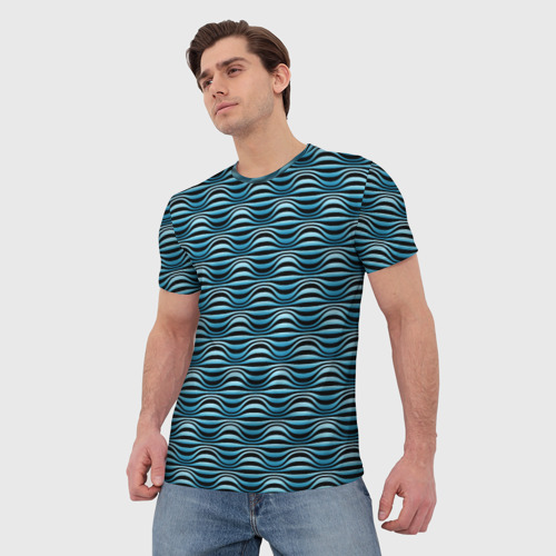 Мужская футболка 3D Объёмные полосы - оптическая иллюзия, цвет 3D печать - фото 3
