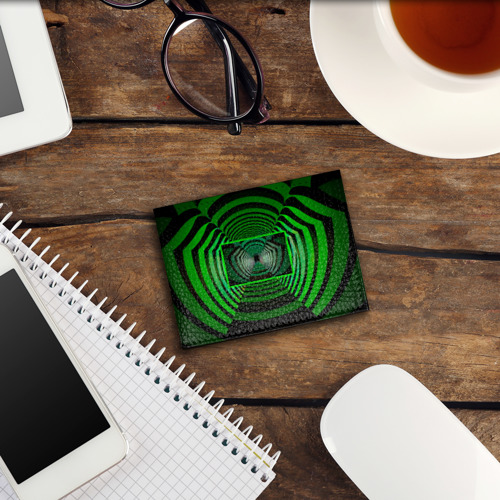 Обложка для студенческого билета Зелёный туннель - оптическая иллюзия, цвет черный - фото 3
