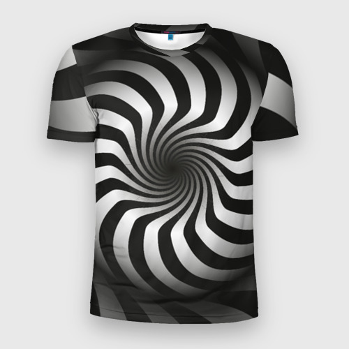 Мужская приталенная футболка с принтом Объёмная спираль - оптическая иллюзия, вид спереди №1
