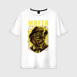 Женская футболка хлопок Oversize Мафия обезьяна с сигарой