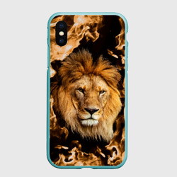Чехол для iPhone XS Max матовый Лев в огне