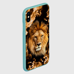 Чехол для iPhone XS Max матовый Лев в огне - фото 2