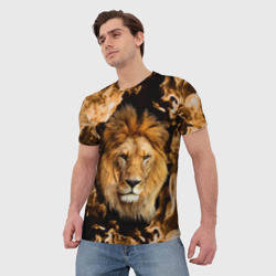 Мужская футболка 3D Лев в огне - фото 2