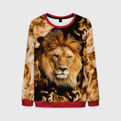Мужской свитшот 3D Лев в огне
