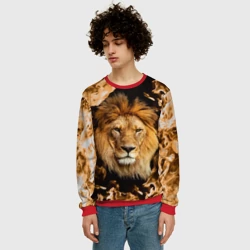 Мужской свитшот 3D Лев в огне - фото 2