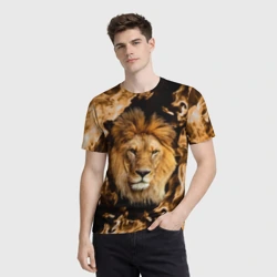 Мужская футболка 3D Лев в огне - фото 2
