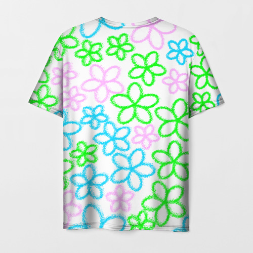 Мужская футболка 3D с принтом Цветочные узоры - паттерн, вид сзади #1