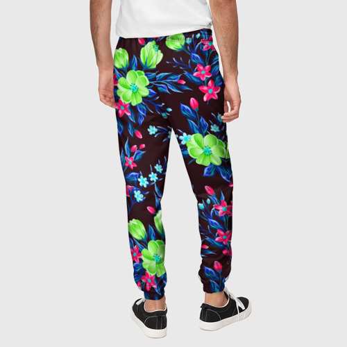 Мужские брюки 3D Неоновые цветы - паттерн, цвет 3D печать - фото 5
