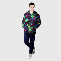 Мужская куртка 3D Неоновые цветы - паттерн - фото 2